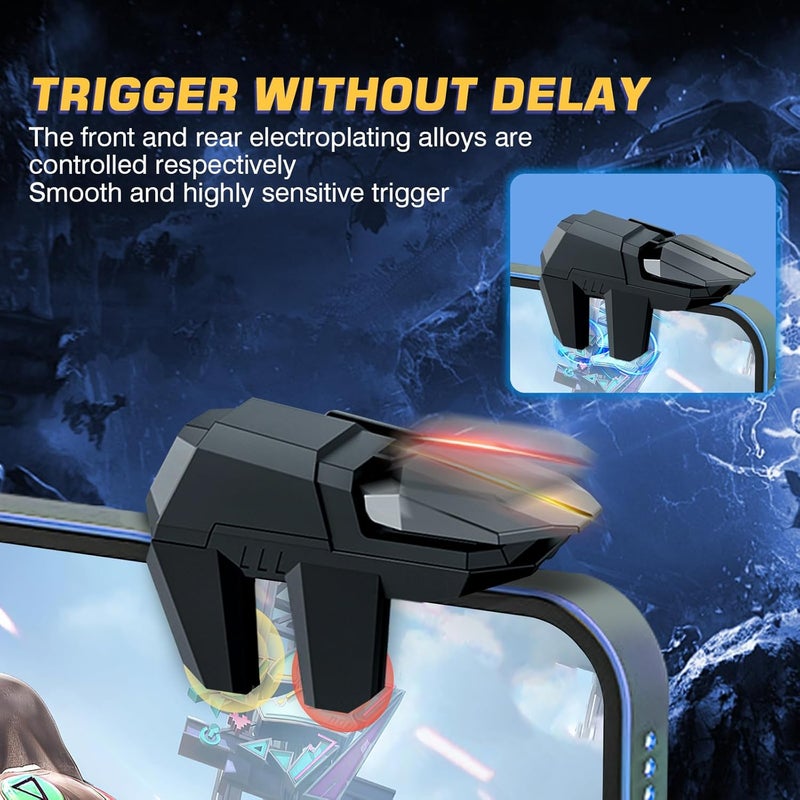 EasEasy PUBG Game Trigger, Mobile Phone Controller Compatible for PUBG/Rules of Survival/Knives Out, 6 Fingers Trigger with Sensitive Aim and Shoot Smartphone Joystick for iPhone & Android-Black - Image 3